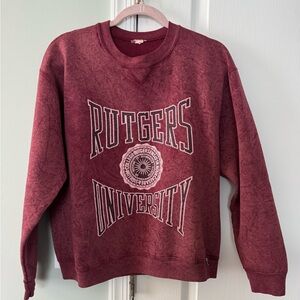 Rare Vtg 90s Rutgers University Russell Athletic Crewneck Marbled Maroon Fade XL